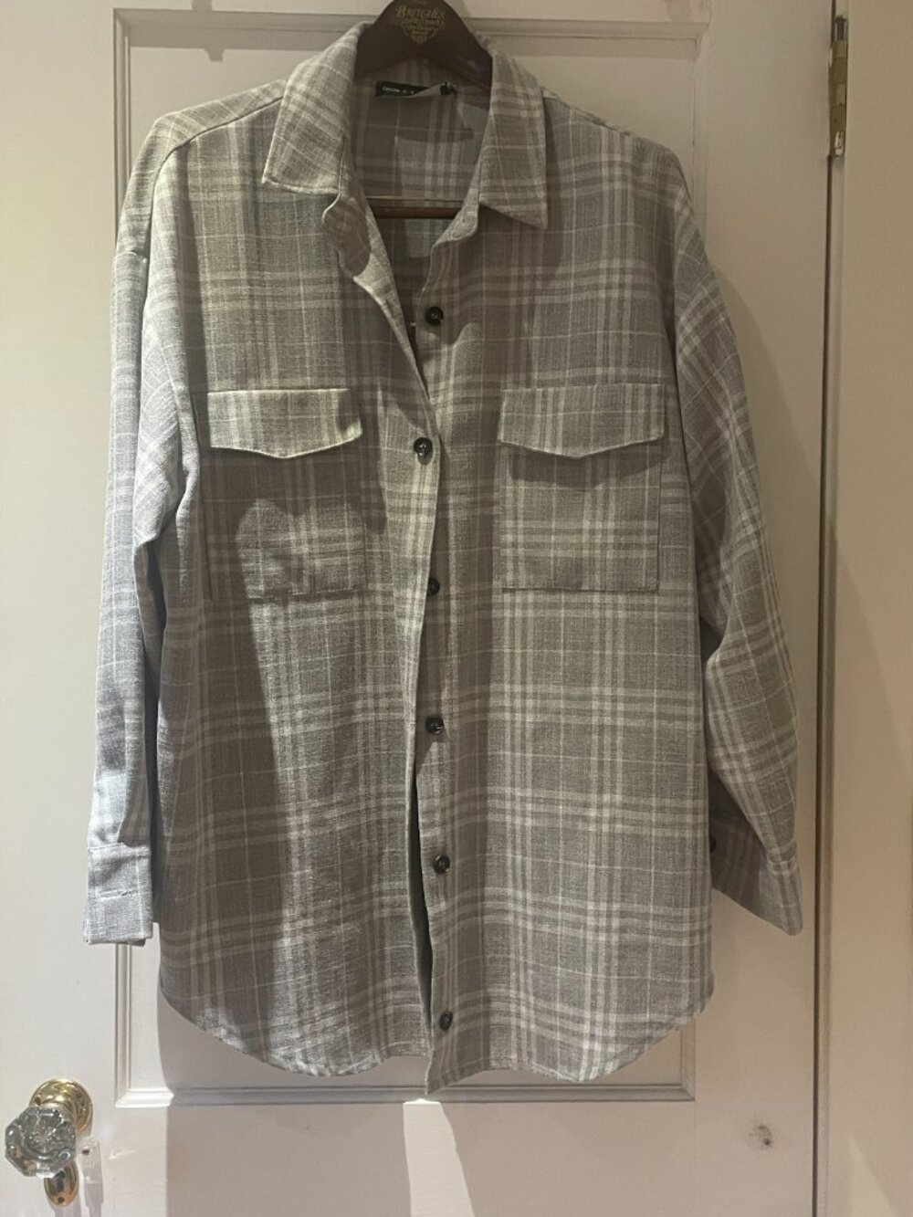 ASOS Design shacket in Brown and White Plaid Size 10 Medium - Picture 3 of 8